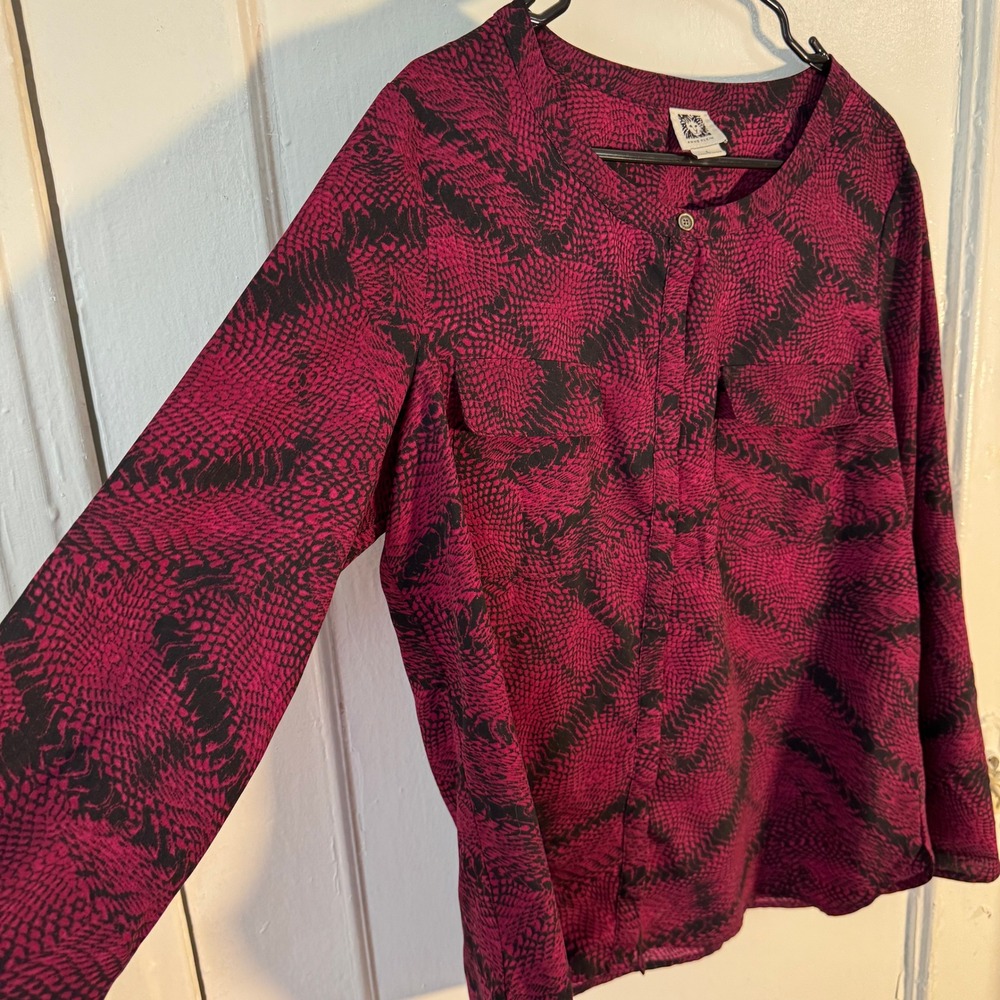 Anne Klein Burgundy Whimsigoth Snake Maximalist Animal Print L Dark Grunge Fairy - Picture 9 of 11
